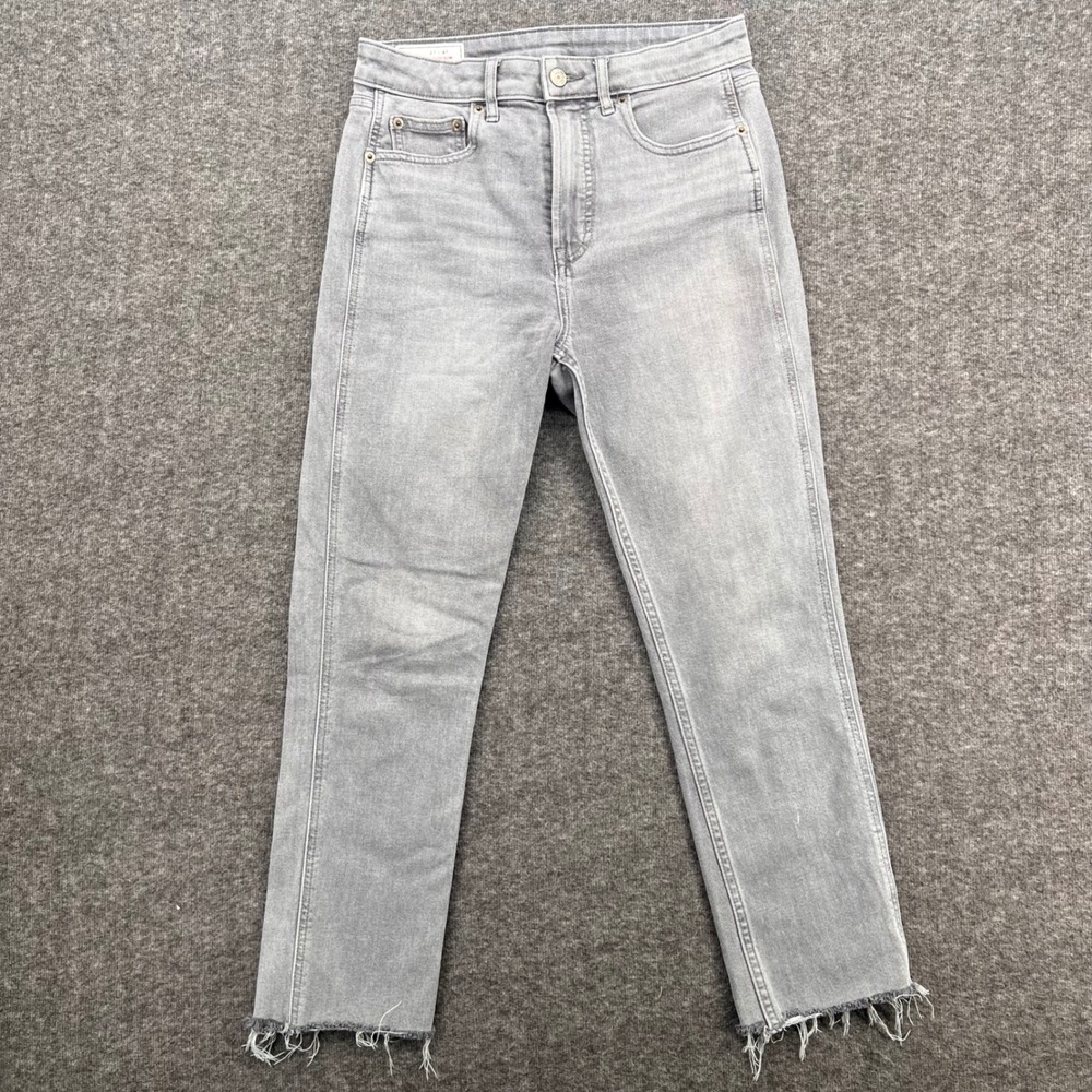 Gap Womens Vintage Slim Sky High Jeans Gray Raw Hem Size 27 4 Short Stretch - Picture 2 of 14